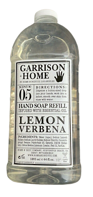 #ad NEW Garrison Home Hand Liquid Soap No. 05 Lemon Verbena HUGE REFILL 64oz $29.95