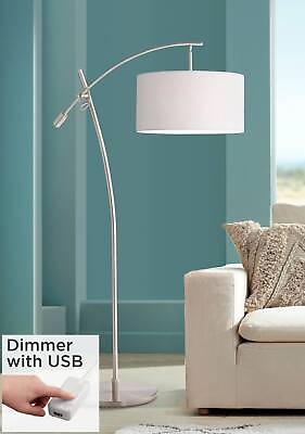 #ad #ad Modern Arc Floor Lamp with USB Port 69quot; Tall Nickel Off White Shade Living Room $239.94