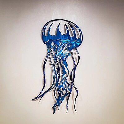 #ad Wall Metal Art Jellyfish Interior Decoration Ocean Crafts Decor Wall Art Decor $14.51