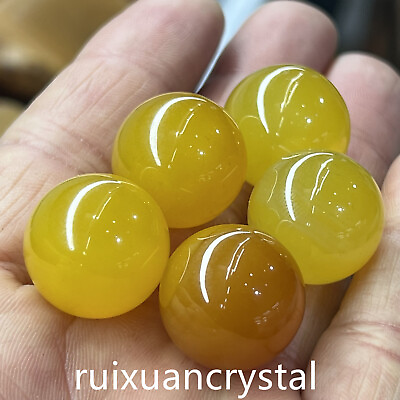 #ad 5pc Natural yellow Agate Quartz Sphere Crystal Ball Reiki Healing 20mm $11.62