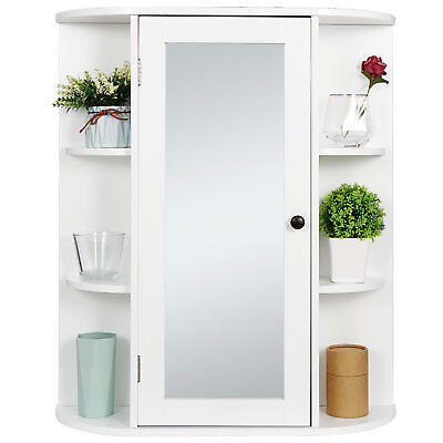 #ad Modern Bathroom Cabinet Storage Organizer Single Door Wall Mount with Mirror $45.58