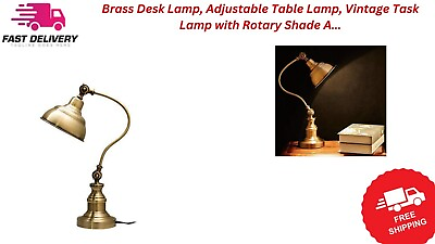 #ad Brass Desk Lamp Adjustable Table Lamp Vintage Task Lamp with Rotary Shade A... $68.00