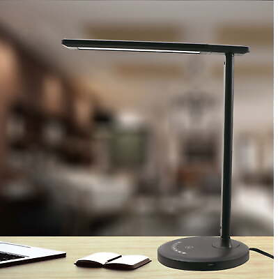 #ad Modern Dimmable LED Desk Lamp with USB Charging Port Matte Black Finish $33.45