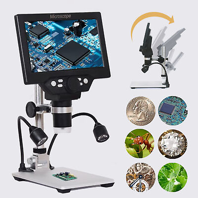 #ad Digital USB Microscope 7 Inch Large Color Screen LCD 12MP 1 1200X Magnifier D3Q0 $62.99