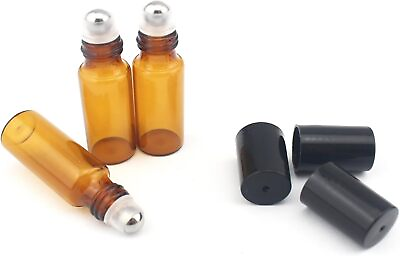 #ad 5ml Amber Glass Roller Bottles Bottle Container with Metal Ball for... $19.72