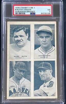 #ad 1935 Exhibits 4 on 1 Babe Ruth PSA 3 VG Frank Hogan Walter Berger Ed Brandt $3300.00