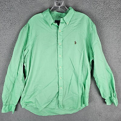 #ad Ralph Lauren Mens Size XL Shirt Chambray Oxford Green Button Front LS $24.95