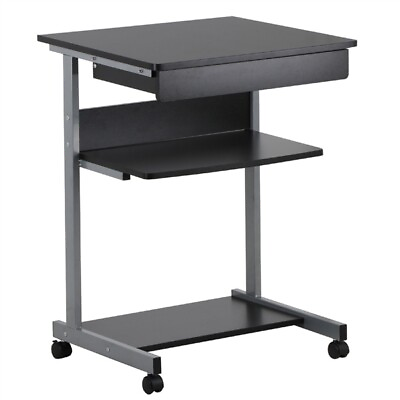#ad Rolling Computer Desk Workstation Writing Table w Printer Shelf Small Space New $68.59