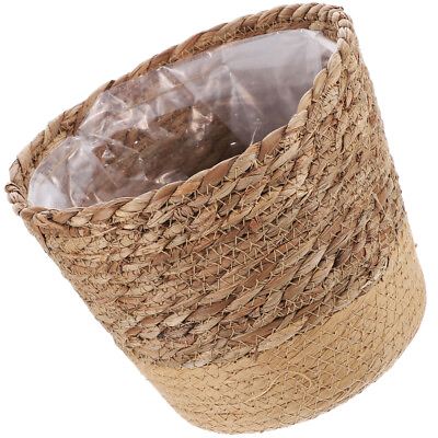 #ad Woven Storage Basket Seagrass Woven Plant Basket Handwoven Flower Basket for $13.01