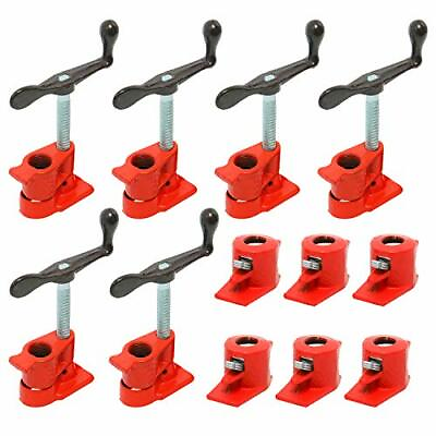 #ad US 6 Pack 1 2#x27;#x27; Cast Iron Heavy Wood Gluing Pipe Clamp Clip Set Carpenter Tool $42.99