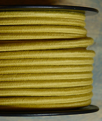 #ad #ad Yellow Gold Cloth Covered 3 Wire Round Cord 18ga. Vintage Lamps Antique Lights $1.69