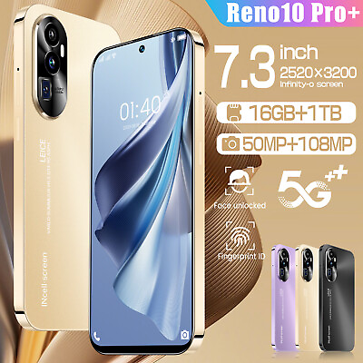 #ad New Reno10 Pro Smartphone 7.3quot; Android Factory Unlocked Mobile Phone 16GB1TB $125.88