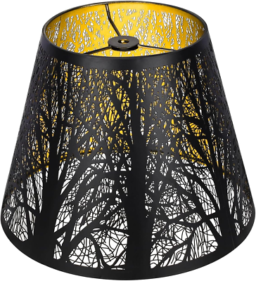 #ad Small Lamp Shade Barrel Metal Lampshade with Pattern of Trees for Table Lamp $39.23
