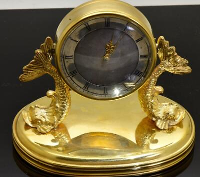 #ad Antique French Desk Clock Verge Fusee Gilt Silver c1800#x27;s WORKING ORDER RARE $1400.34