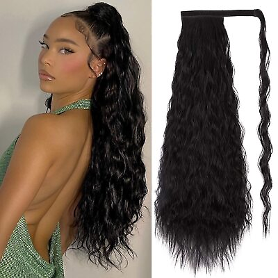 #ad Long Corn Wave Ponytail Extension Magic Paste Synthetic Wrap Around Ponytail 22quot; $8.57