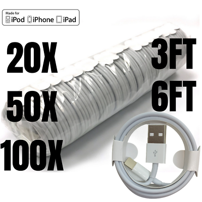#ad Wholesale Bulk 3 6Ft Charging Cable USB Cord For iPhone 12 11 XR 8 7 Charger Lot $135.14