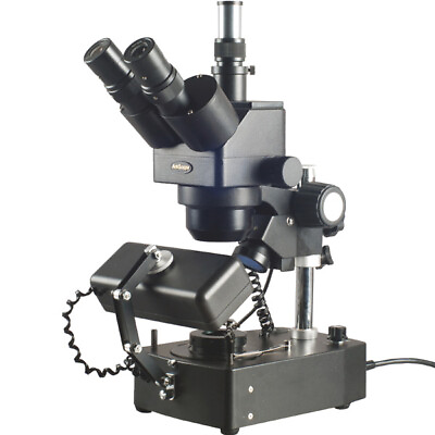 #ad AmScope 10X 60X Jewelry Gem Stereo Microscope w 3 Lights Trinocular Camera Port $753.99
