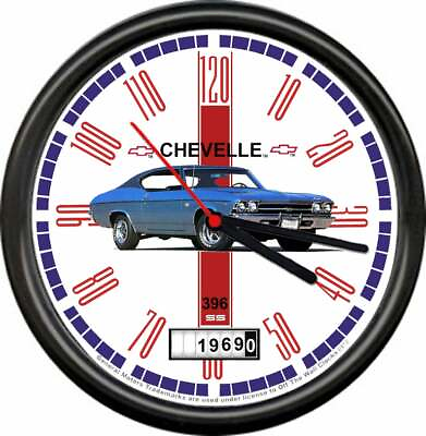 #ad Licensed 1969 Chevelle 396 Blue 2 Door Chevrolet General Motors Sign Wall Clock $26.95
