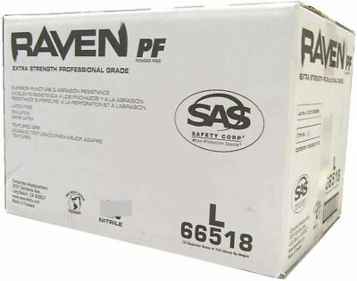 #ad SAS 66518 Raven Powder Free Black Nitrile Gloves LARGE 10 Boxes of 100 $133.99