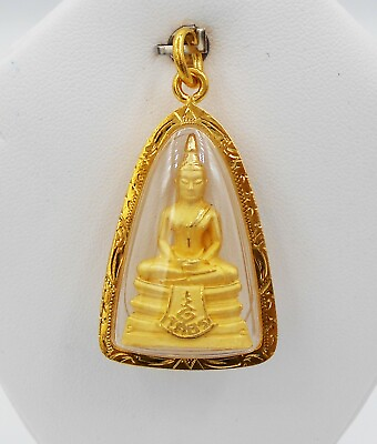 #ad Phra Sothorn Thai Amulet Pendant Asian 22k 18K Thai Baht Yellow Gold Plated $48.43