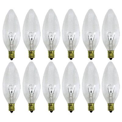 #ad 12 Night Light Bulbs Clear Candelabra Torpedo 120V Decor Chandelier 60 Watt E12 $12.95