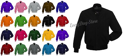 #ad All Wool Varsity Letterman bomber style Jacket In Wool Sleeves amp; White Strips $64.99