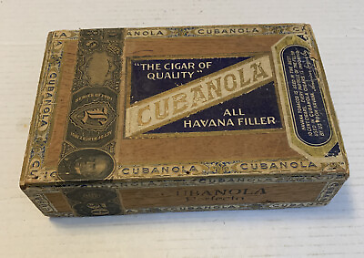 #ad Cubanola Cigar Box 1901 Tax Stamp American Cigar CO. Antique Factory 1896 PA. $99.95