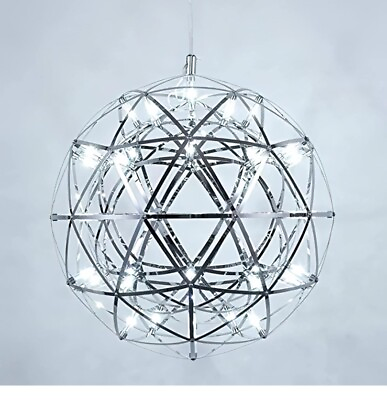 #ad MCM Globe Ceiling Light Mid Century Modern Geometric Chandelier Chrome LED $107.08