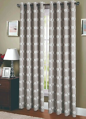 #ad Jacquard Weave Elegant Pattern Grommet Top Window Curtain Panel FF1015 $16.99