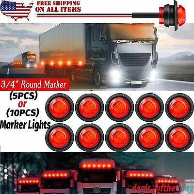 #ad 5 10pcs 3 4quot;in Marker LIGHTS LED Bullet Amber Truck Trailer RV Round Side Lamp $9.49