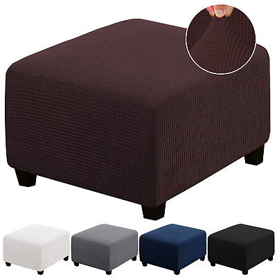 #ad Stretch Jacquard Square Ottoman Slipcover Bar Cafe Footstool Footrest Cover $26.79