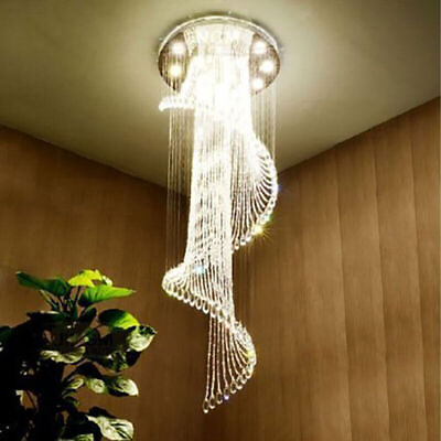 #ad #ad Modern LED Crystal Spiral Raindrop Chandelier Ceiling Lamp Pendant light Fixture $180.50