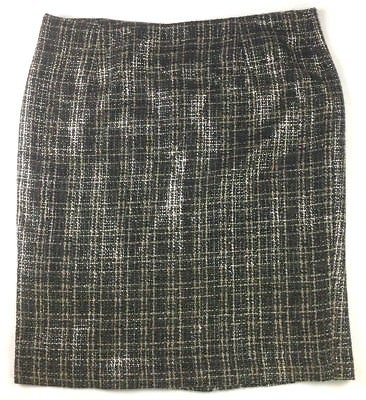 #ad Metallic Womens Tweed Skirt Grey Plaid Shimmer Sparkle Liz Claiborne Size 14 $29.74