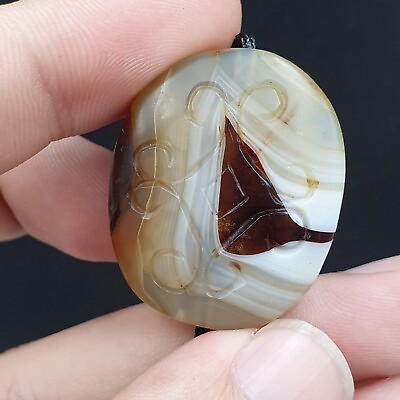 #ad Antique Tibetan Chinese Himalayan Carving Agate Pendent Amulet Bead #36 $60.00