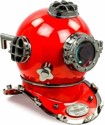 #ad New Diving Helmet Antique US Navy Mark V 18quot; Red Scuba Deep Sea Diver#x27;s Helmet $201.14