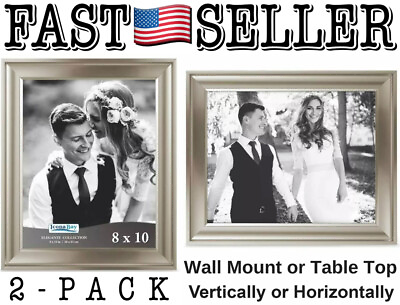 #ad 2 Pack Icona Bay 8x10 Picture Frame Champagne Wall Mount or Table Top NEW $31.68
