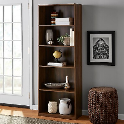 #ad 71quot; Tall Adjustable 5 Shelf Wood Bookcase Storage Shelving Book Wide Bookshelf $45.99