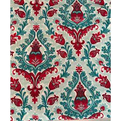 #ad Fabric material sewing Joy Damask Red teal Flannel 100 % Cotton soft 3 yards $22.50