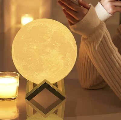 #ad 3D Moon Light Night Lamp With Stand Warm White 4.72” $14.99