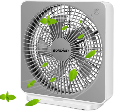 #ad Box Fan Three Speeds Window Table Cooling Fan 10 Inch DC Desk Fan with Plug In $43.27