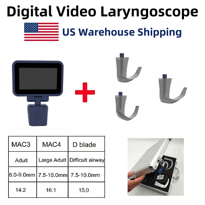 #ad Digital Video Laryngoscope 3 Reusable Sterilizable Blades with Free suitcase $664.05