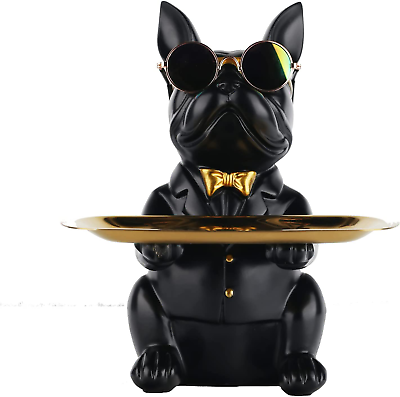 #ad Multi Functional Bulldog Statue Resin Dog Butler Decoration Storage Tray Creat $75.37