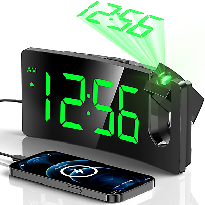 #ad Projection Alarm Clock Digital Clock with 180° Rotatable Projector 3 Level Bri $38.88