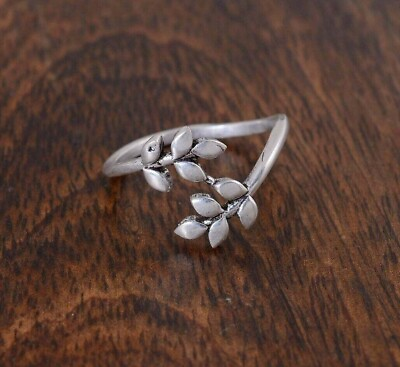 #ad Ladies Leaf Shape Toe Ring Solid Metal 925 Sterling Silver 14k White Gold Plated $47.99