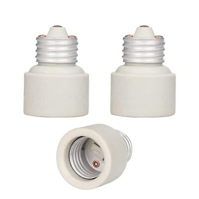 #ad 3 Pack Medium Screw Base to Medium Base Light Bulb Socket Porcelain Extender... $20.76