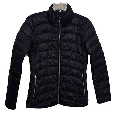 #ad Gap Jacket Womens Puffer Black Full Zip Up Packable Black Nylon Light Weight SM $34.99