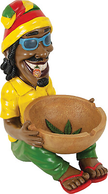 #ad 17quot; Large Rasta Jamaican Man Holding Bowl Polyresin Ashtray Decoration $85.00