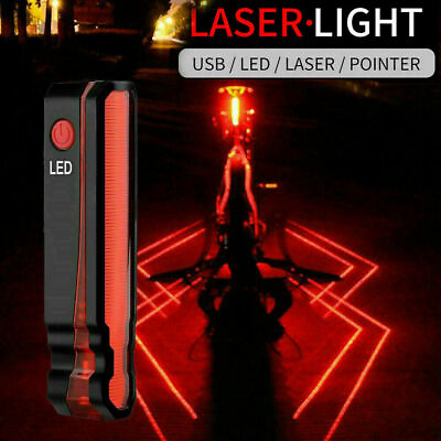 #ad Bicycle Projection Laser Rear Light Night Cycling Safety Warning Bike Tail Light $10.99