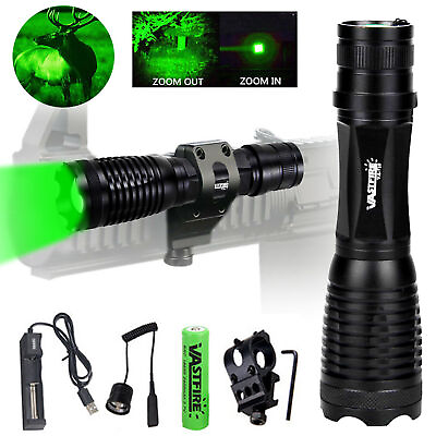 #ad Tactical Green Light LED Flashlight Torch Lamp Rifle Hunting Shooting Mount Set $10.99