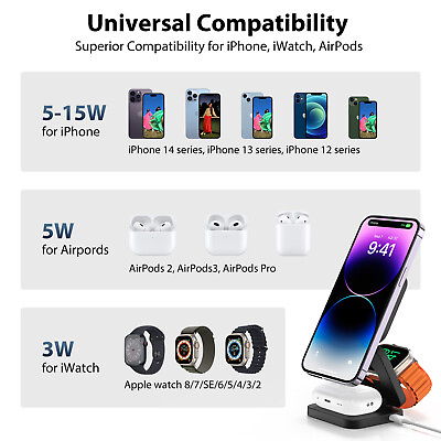 #ad KUXIU X55 3 In 1 Foldable Magnetic Wireless iPhone iWatch airpods Charger amp;Stand $30.99